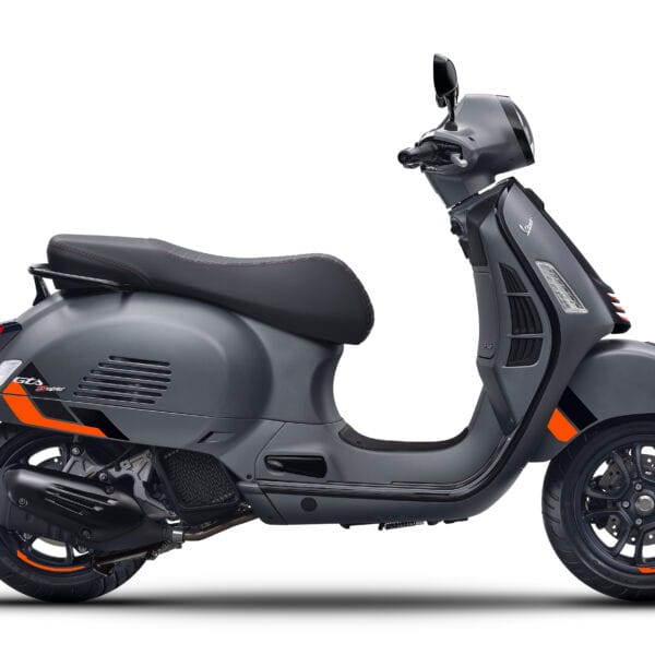 Vespa GTV 300 2025 Grey Travolgente right side at Scooteria Sydney