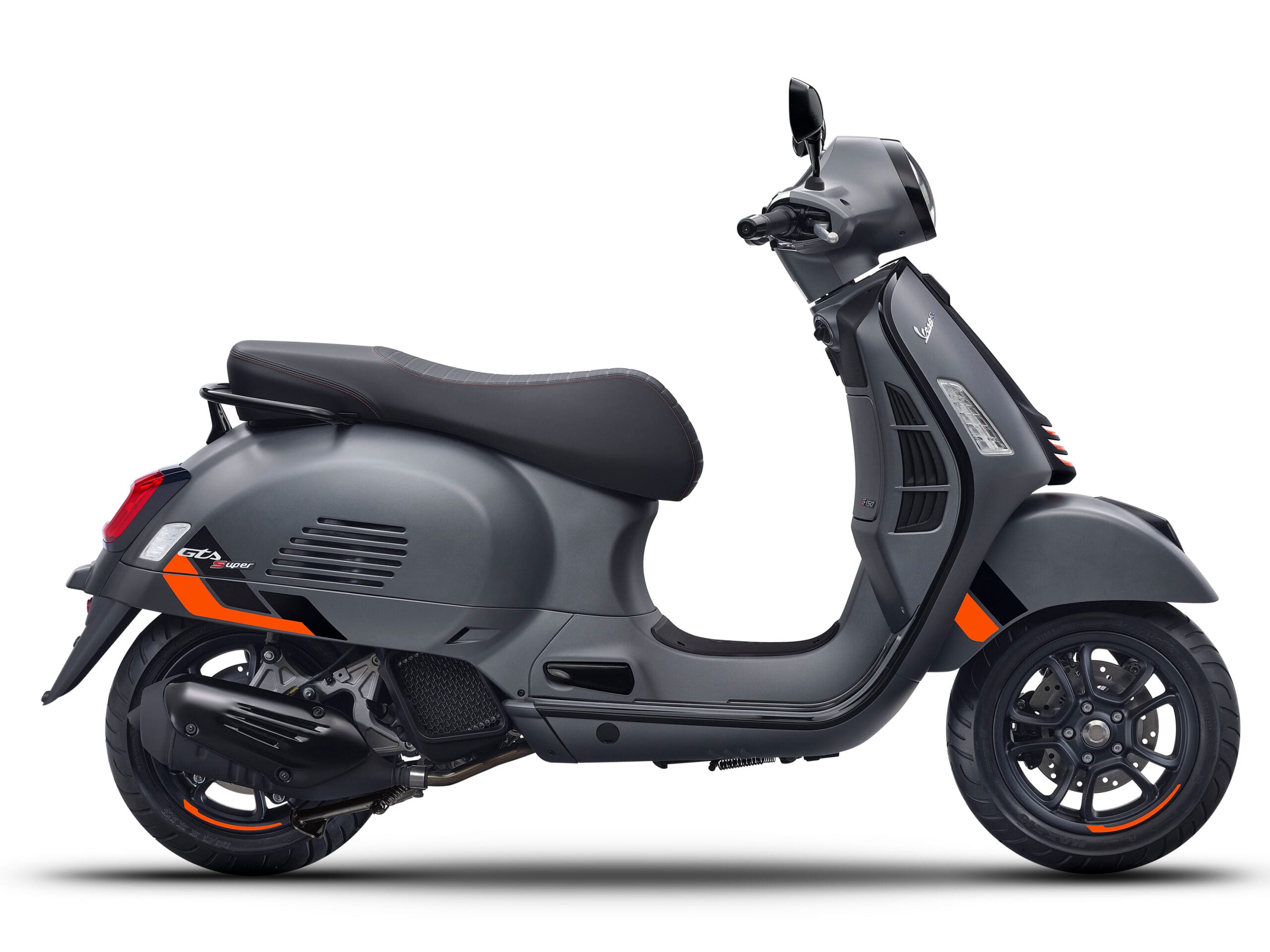 Vespa GTV 300 2025 Grey Travolgente right side at Scooteria Sydney