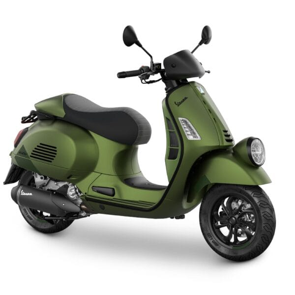 Vespa 2026 GTV 300 Verde Ribelle Green Right Front Angle