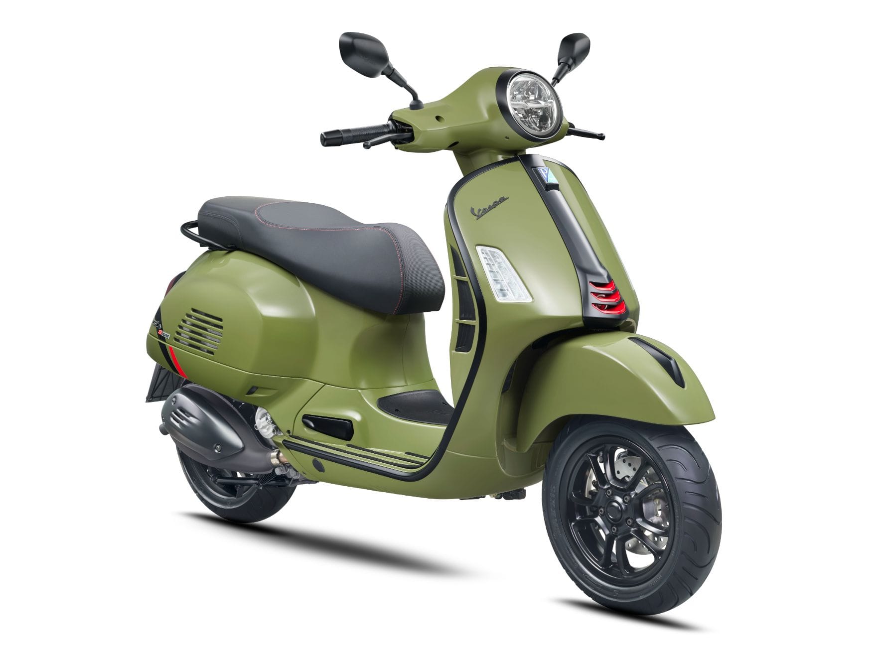 Vespa 2026 GTS 300 Super Sport Verde Tenace Green right angle