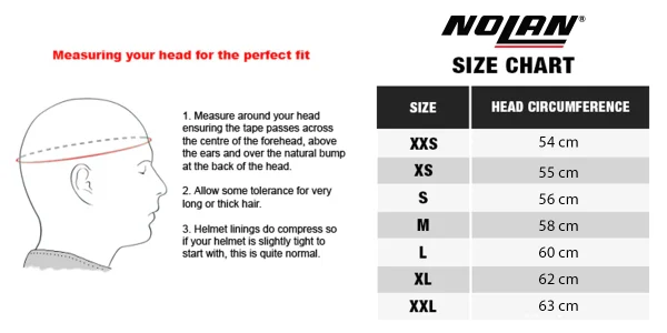 Nolan helmets size guide chart